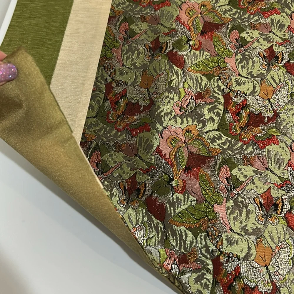 Handmade Silk Brocade Tablecloth – Shiny Jacquard Butterfly Art Textile